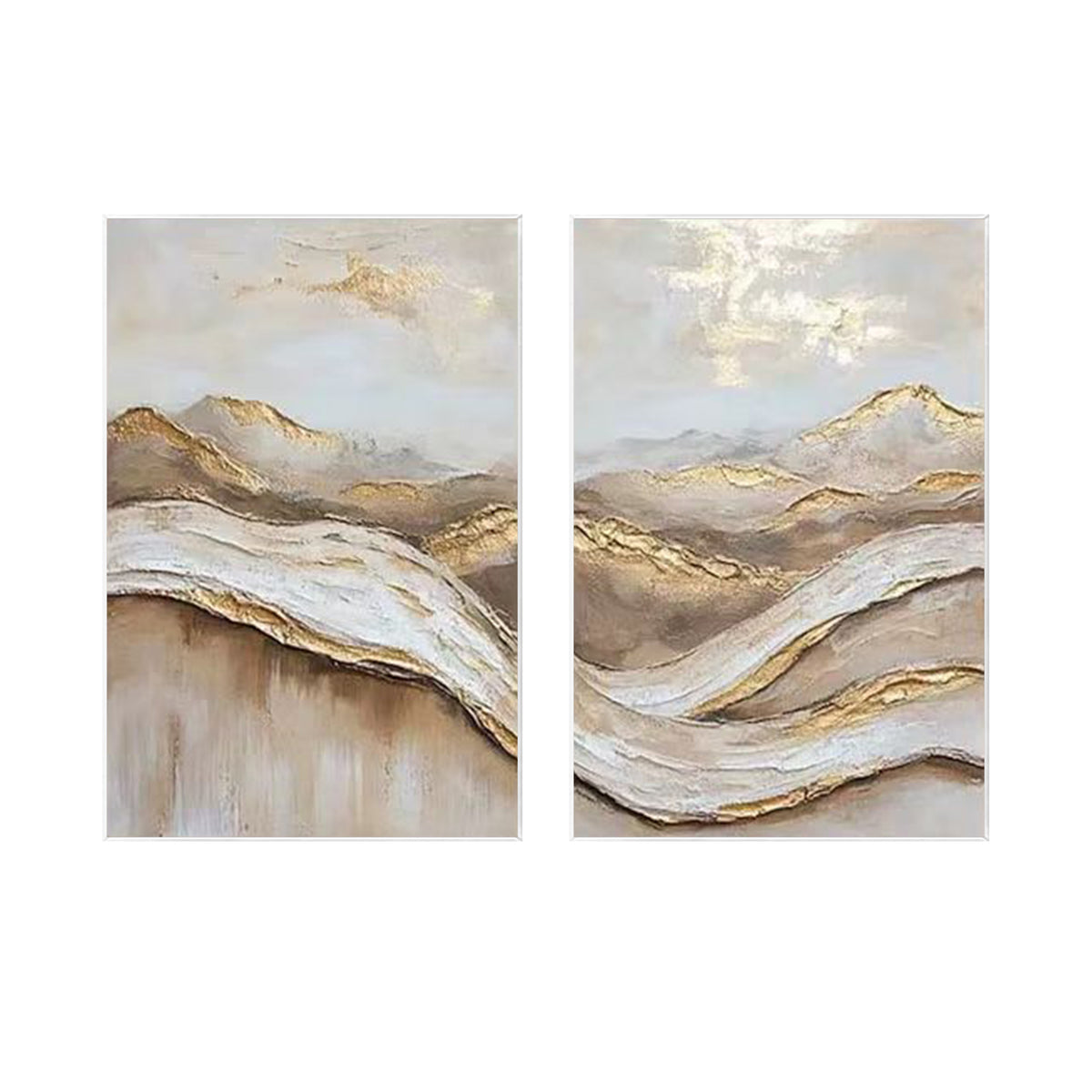Minimalist textured wall art pair for contemporary living room interior