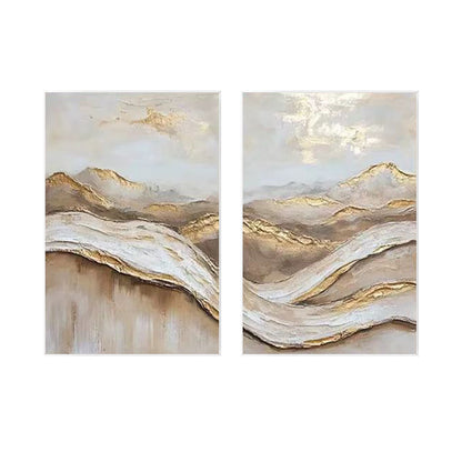 Minimalist textured wall art pair for contemporary living room interior