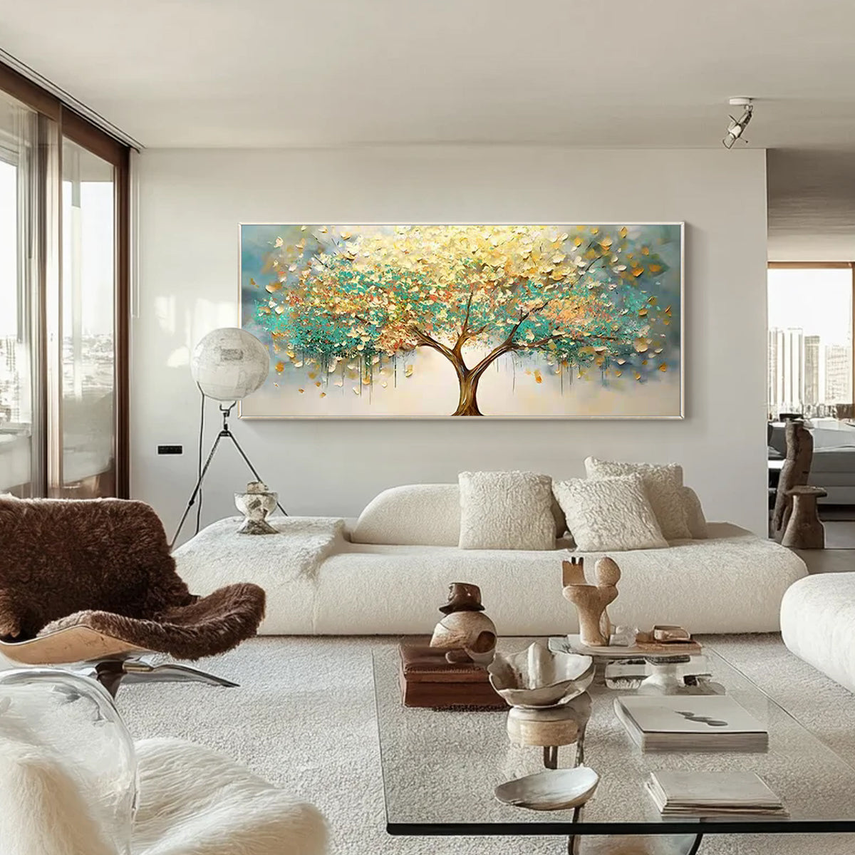 Modern textured landscape painting for bedroom and living room decor