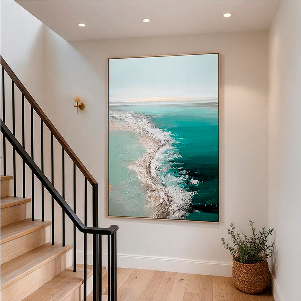 Large ocean canvas artwork for living room decoration