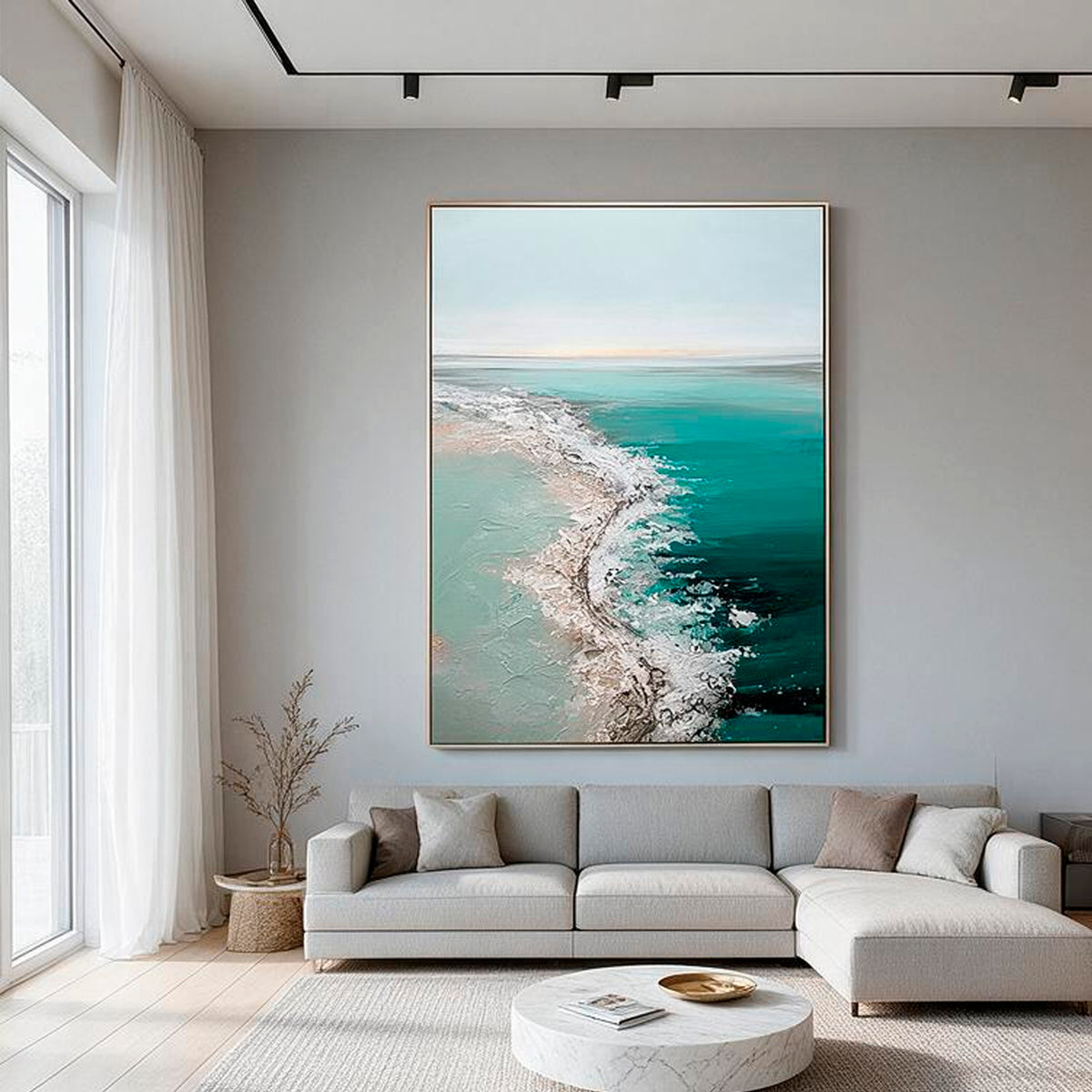 Hand painted ocean wall art for beach house decor