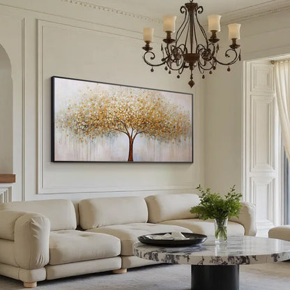 Modern luxury Tree of Life painting with gold abstract texture