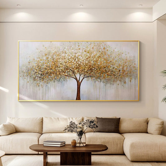 Luxury metallic gold tree canvas painting for modern home decor