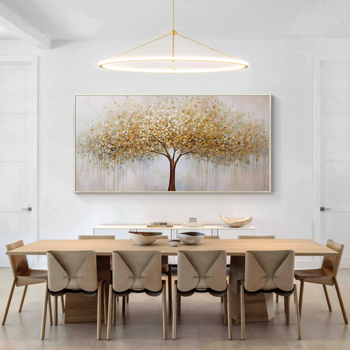 Elegant gold nature wall art for contemporary living room decoration