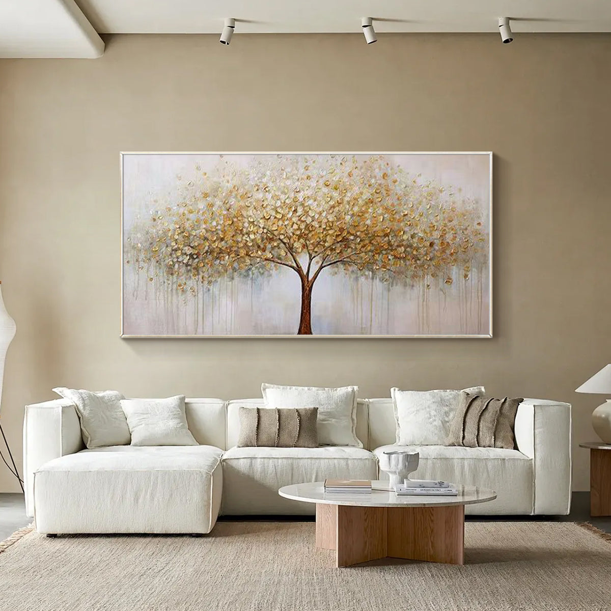 Abstract Tree of Life artwork with textured gold leaf details