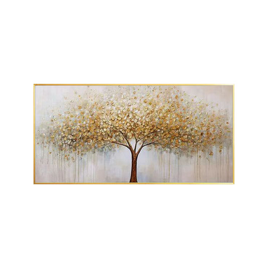 Textured gold Tree of Life wall art with 3D metallic leaf canvas design