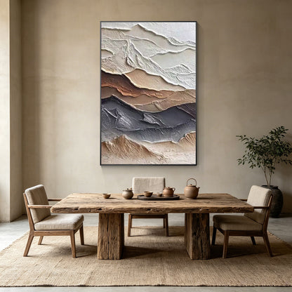 Wabi Sabi textured wall art inspired by mountain ridges