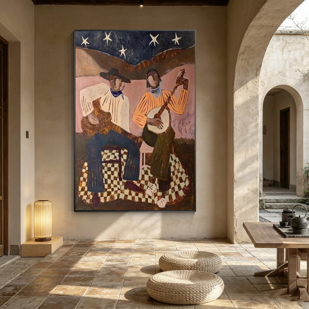 Rustic cowboy painting for ranch style home decor